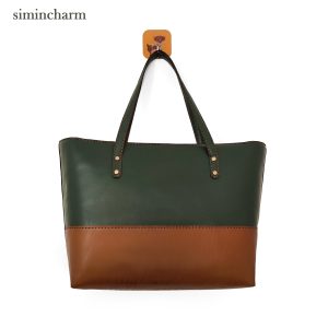 کیف دوشی چرم زنانه سبز و عسلی کد 232